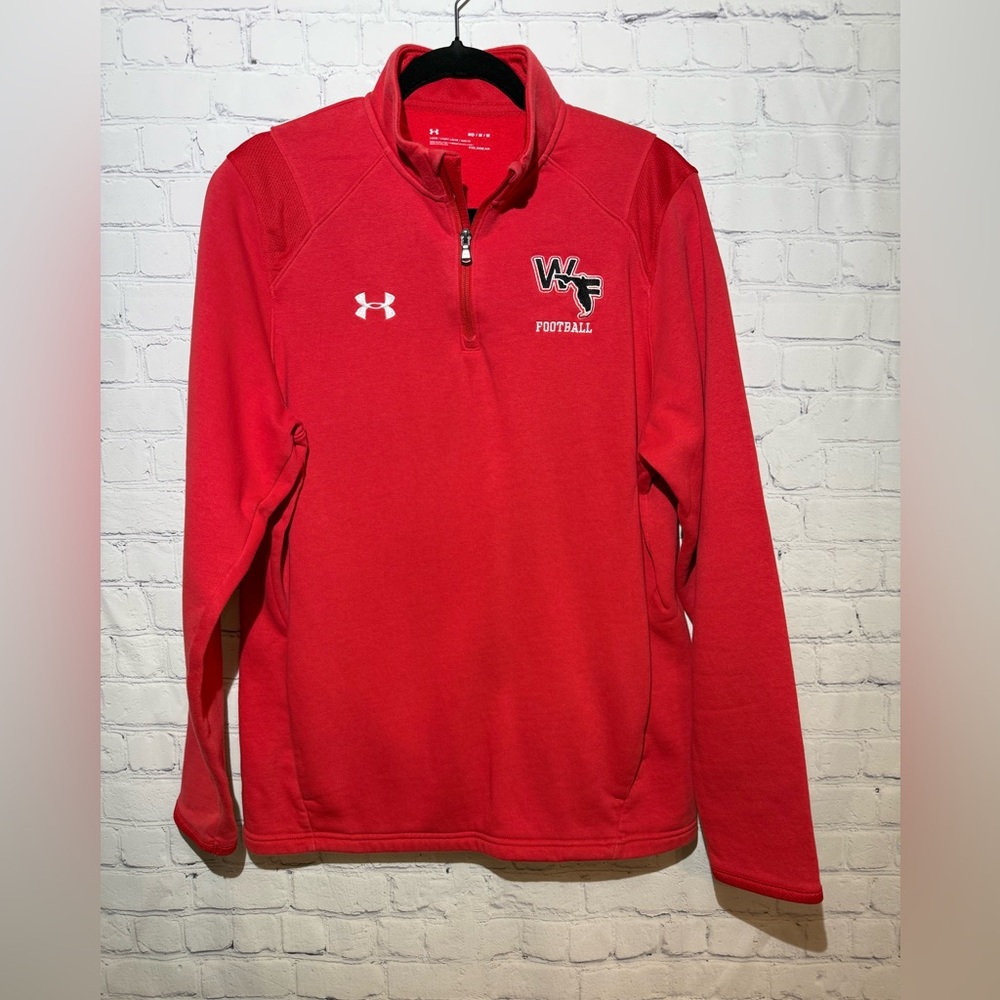 Under Armour coldgear loose fit size medium red with West Florida Football logo
